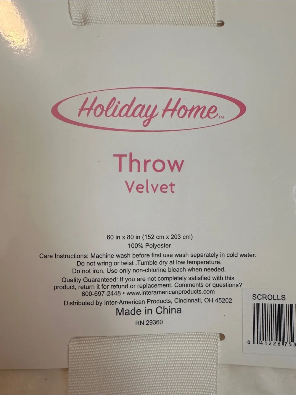 Holiday Home ivory velvet